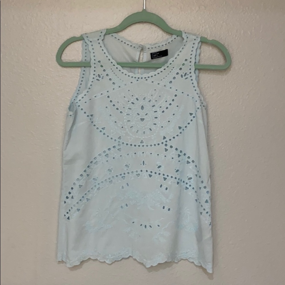 Gap Light Blue Eyelit Tank Top